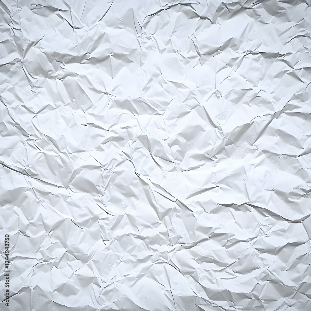 Obraz premium Crumpled White Paper Texture Forms Abstract Background with Wrinkled Lines and Folds