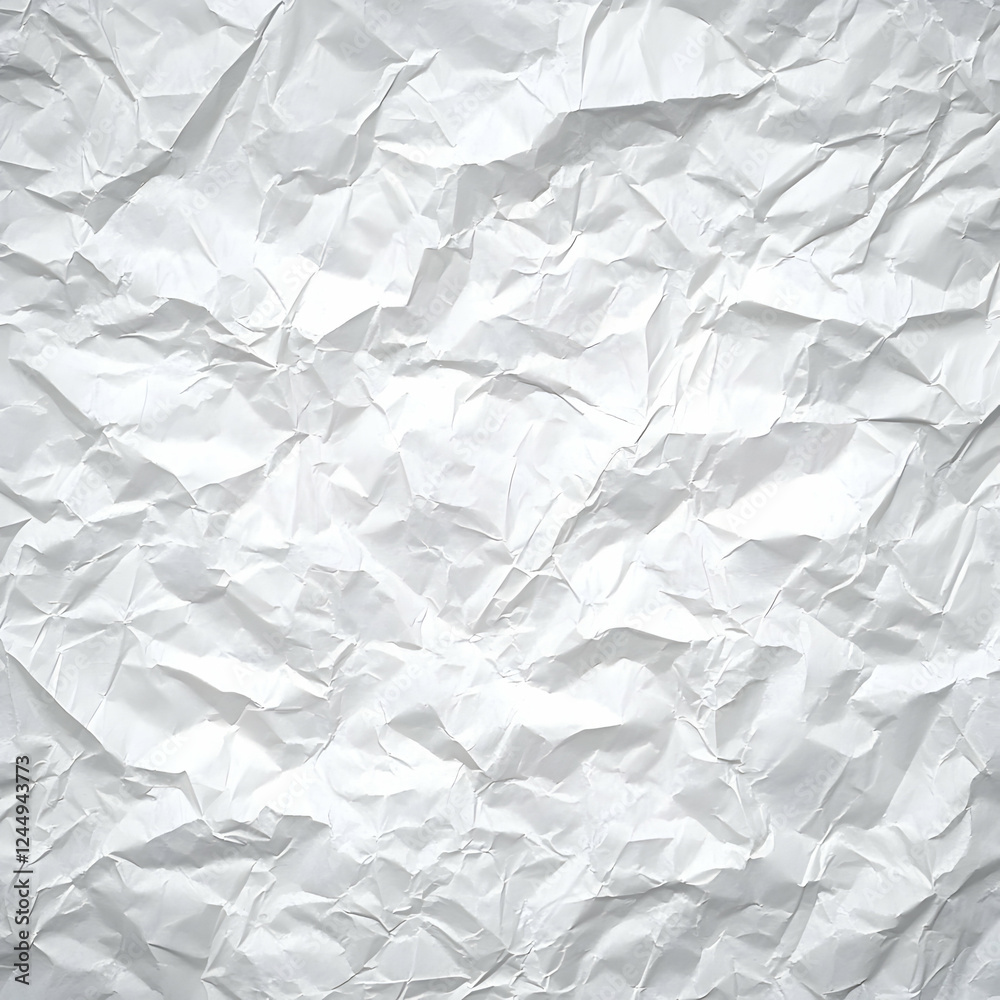 Fototapeta premium Crumpled White Paper Creates a Textured Background with Wrinkles and Creases