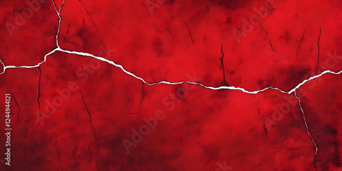 Red Cracked Surface Texture...