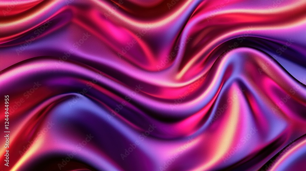 Fototapeta premium Colorful Satin Fabric with Light Reflections and Flowing Movement