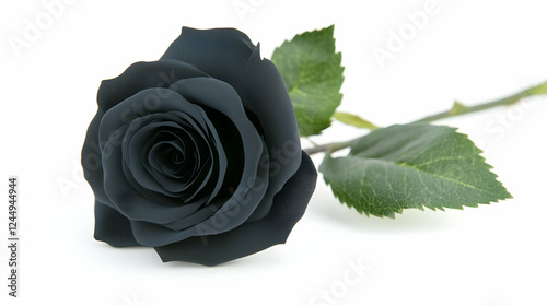 Single Black Rose with Gree...