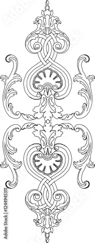 vector illustration sketch design ornament decoration pattern carving for interior classic ethnic vintage traditional