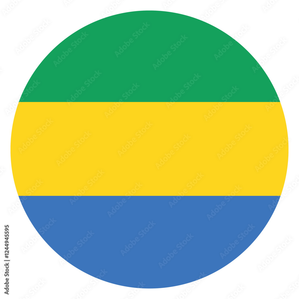 Gabon flag. Gabon circle flag logo icon computer vector illustration design Gabon flag. Gabon circle flag logo icon computer vector illustration design