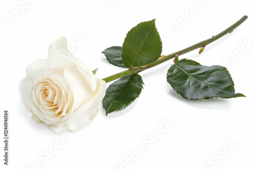 Single White Rose Lies on a...
