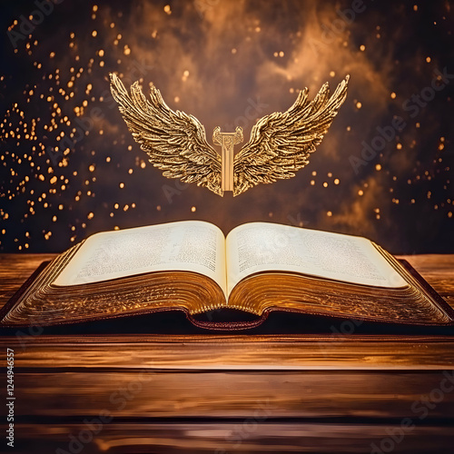 Open Book with Golden Wings...