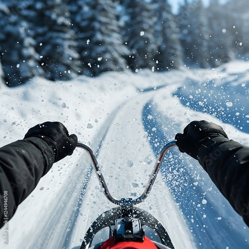 a bobsleigh 's hands gripping the sled, with ice shavings flying and a track , bobsleigh, team, sled, close-up, sports,,court ,players, action ,scene, Outdoor ,game, Sport, Recreation, Leisure, Fun, A