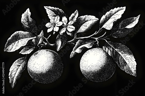Vintage Ink Drawing of Two ...