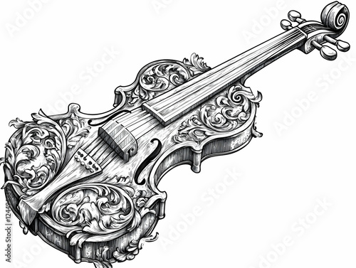 Ornate Violin with Detailed...
