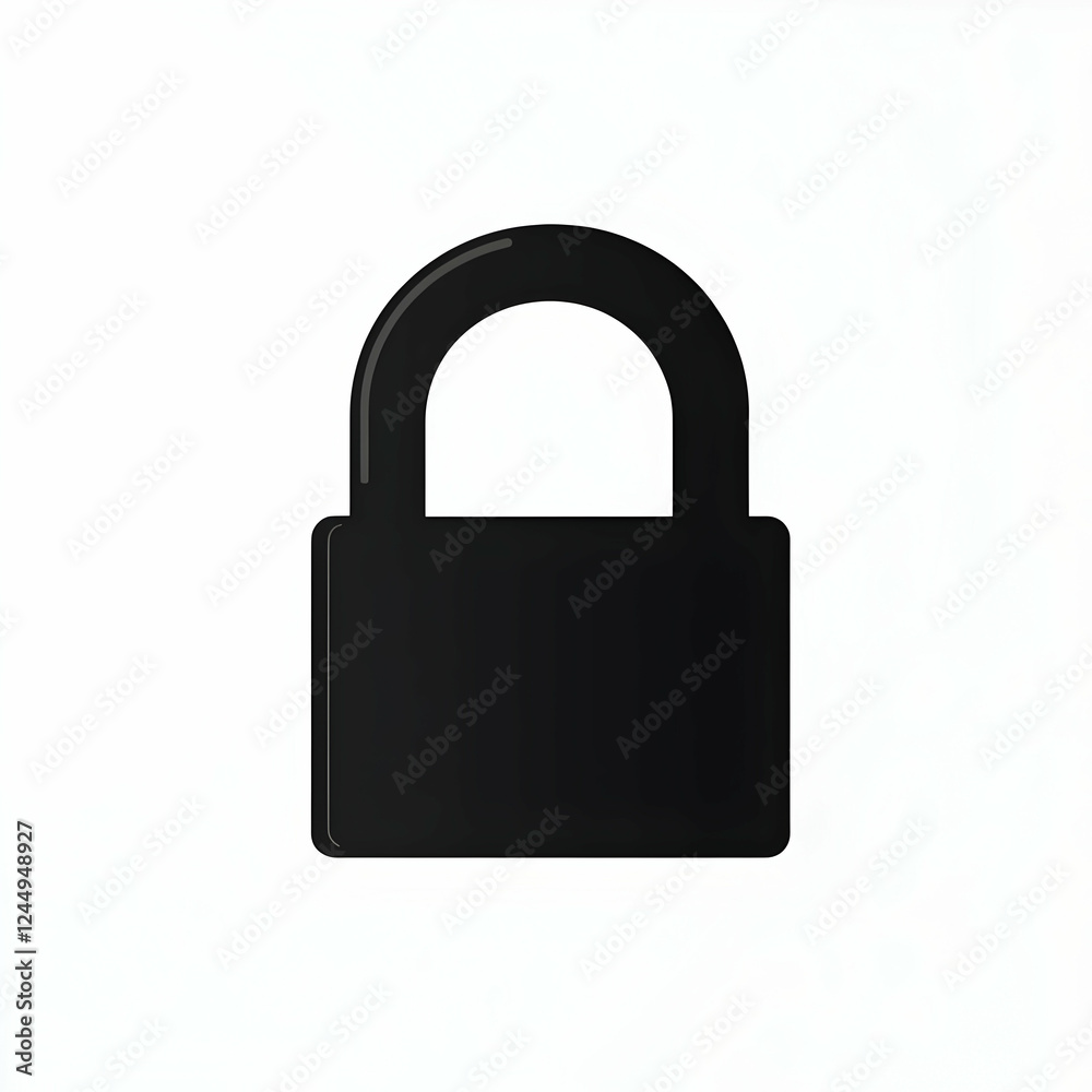 Black Closed Padlock Icon Represents Security and Protection Black Closed Padlock Icon Represents Security and Protection