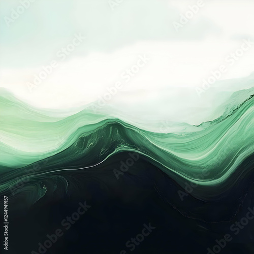 Abstract Green Landscape Ba...