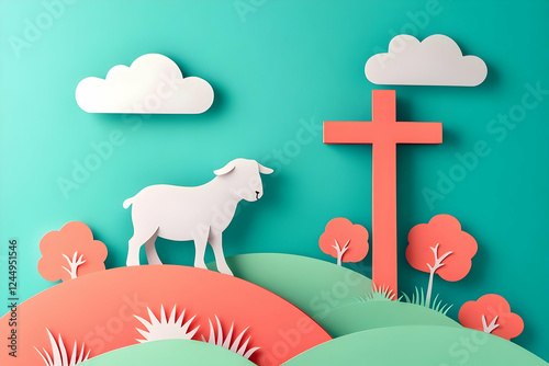 Paper Cutout Lamb Stands ne...