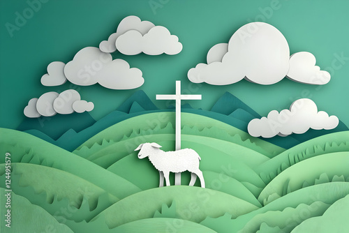 Paper Cutout Lamb Stands ne...