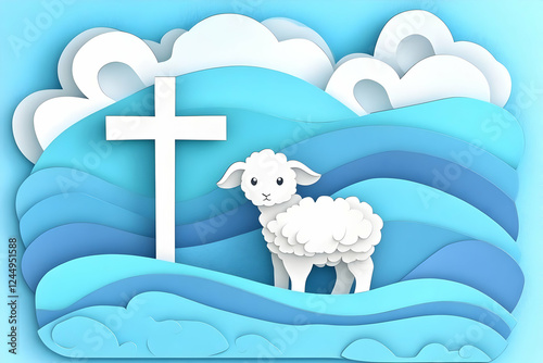 Paper Cut Lamb Stands Near ...