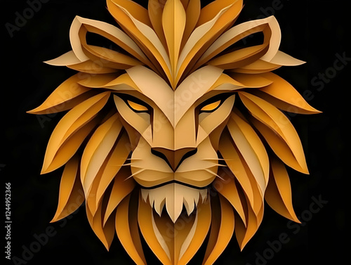 Golden Lion Head Illustrati...