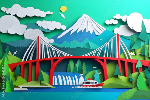 Paper Cutout Landscape with...