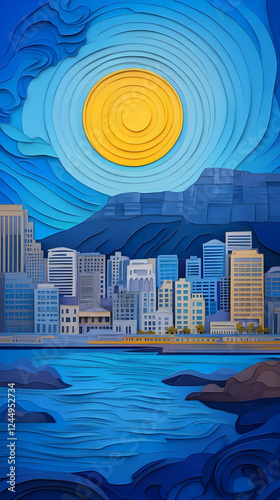 Coastal Cityscape Paper Art...