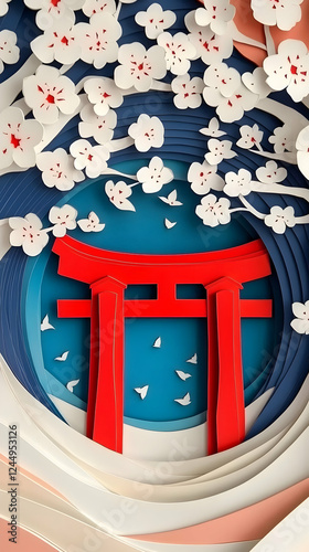Red Torii Gate Illustration...