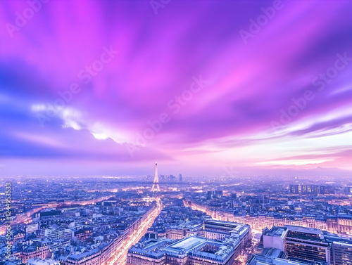 Cityscape at Dusk with Illu...