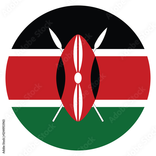 Kenya flag. Kenya circle flag logo icon computer vector illustration design