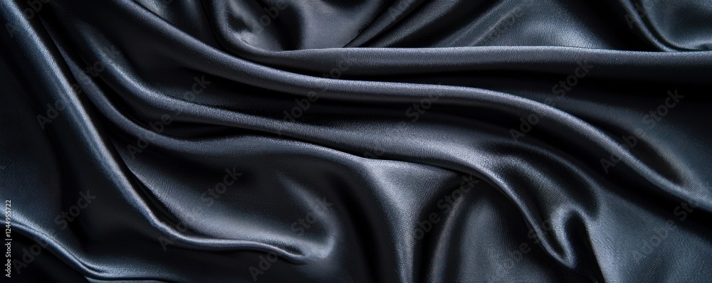 Rich black silk fabric background, showcasing its luxurious drapery and smooth texture with a subtle matte sheen, ideal for elegant presentations. Rich black silk fabric background, showcasing its luxurious drapery and smooth texture with a subtle matte sheen, ideal for elegant presentations.