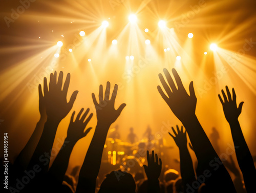 Silhouetted Hands Reach Upw...