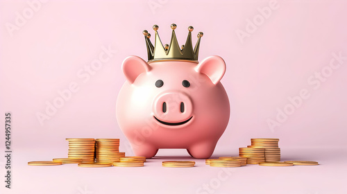3D Pink Piggy Bank Wearing ...