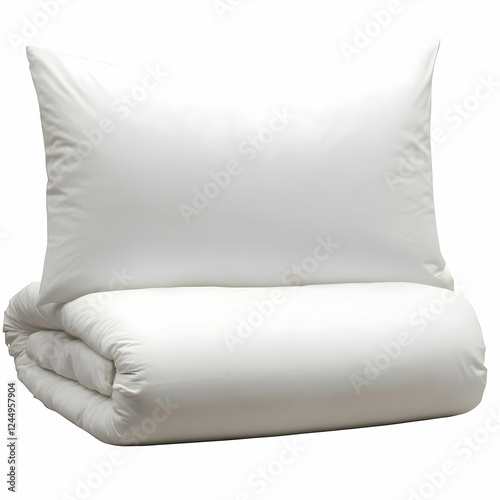 White Pillow and Folded Com...