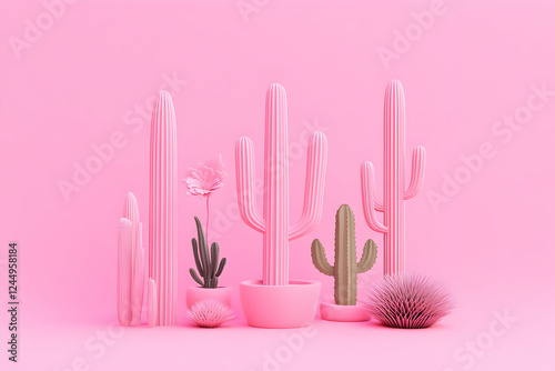 3D Rendered Pink Cactus Pla...