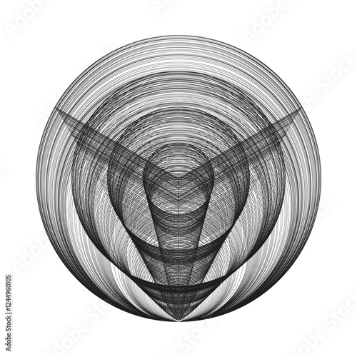 Concentric circular rings. Geometric line pattern. Artistic abstract design. Symmetrical vector illustration.