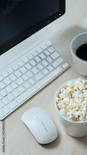 White Keyboard, Mouse, Popc...