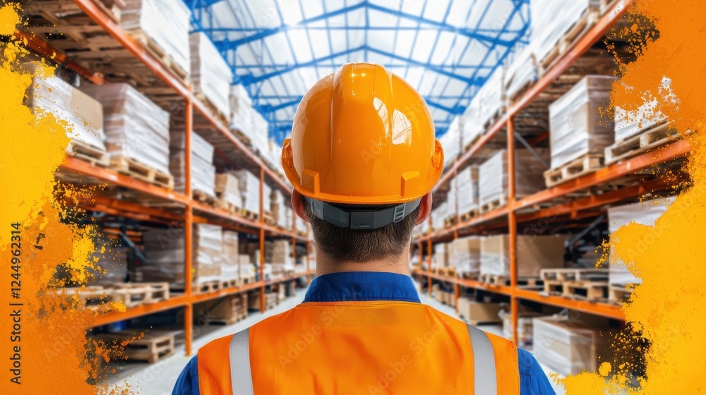 Warehouse Worker in Safety Gear and Helmet Warehouse Worker in Safety Gear and Helmet