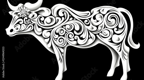 White Ornamental Bull Stand...