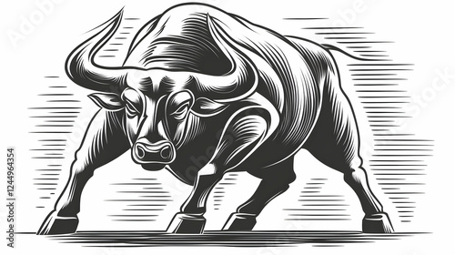 Powerful Bull Charges Forwa...