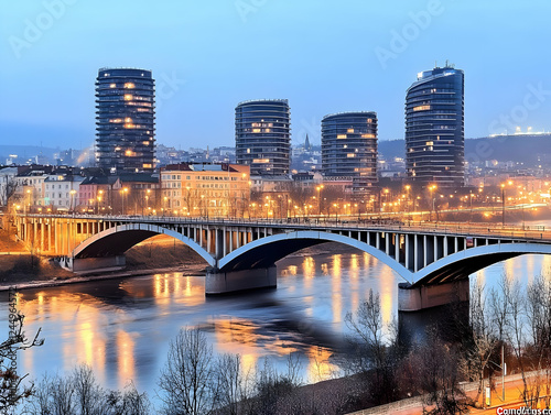 Modern Cityscape with Illum...