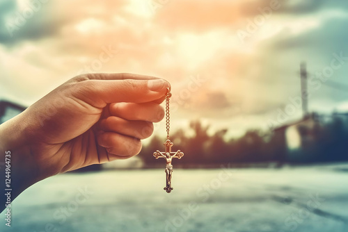Hand Holds a Crucifix Neckl...