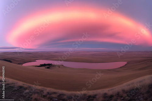 Pink Aurora Borealis illumi...