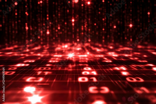 Red Binary Code Data Stream...