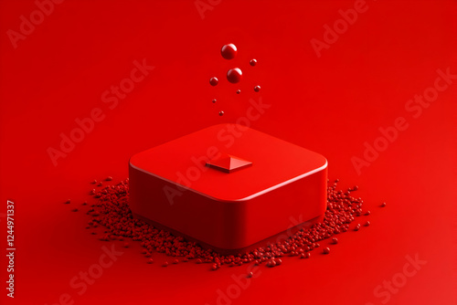 Red Platform Displays a Pyr...