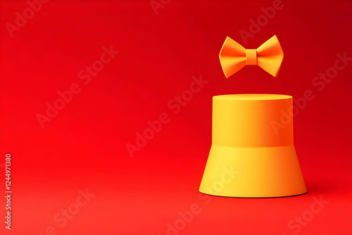 3D Yellow Podium and Bow Ti...