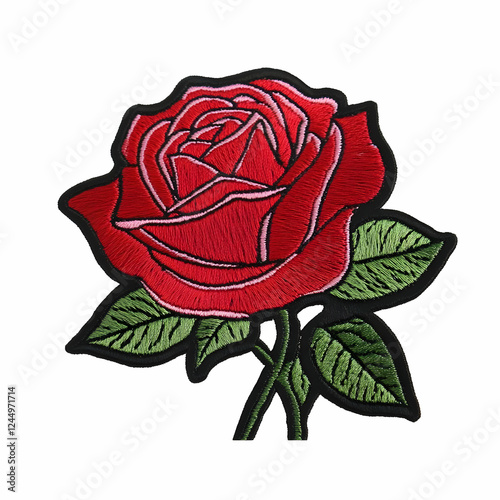 Embroidered Red Rose Patch ...