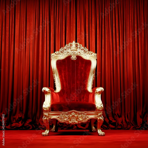 Ornate Gold and Red Throne ...