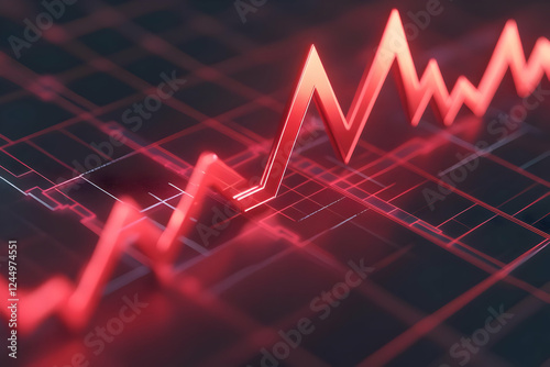 3D Red Graph Shows Fluctuat...