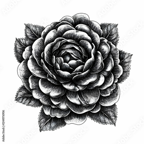 Detailed Black and White Il...