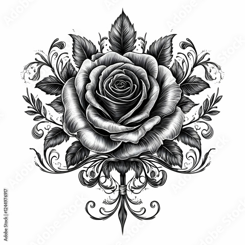 Detailed Black and White Ro...