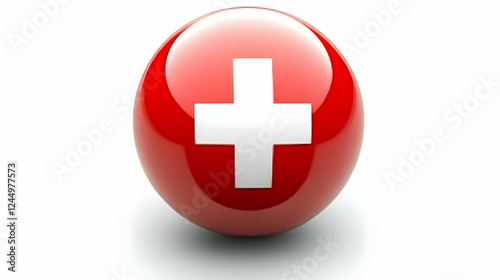 Glossy Red Sphere Shows a W...
