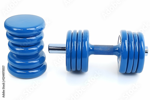 Blue Dumbbell Isolated on W...