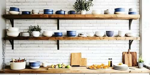 Rustic Kitchen with Open Sh...
