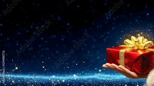 Hand Holding Red Gift Box w...