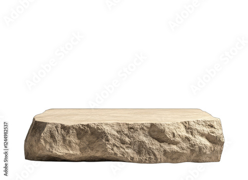 Rustic beige stone shelf perfect for displaying products or creating a minimalist aesthetic Use it for branding or product photography.