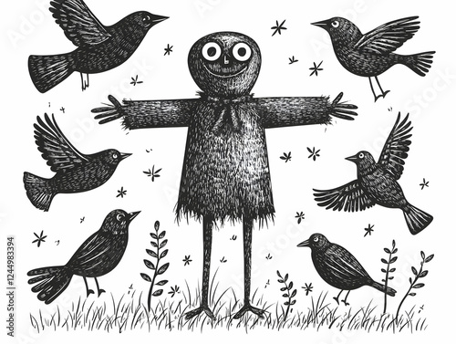 Whimsical Scarecrow Greets ...